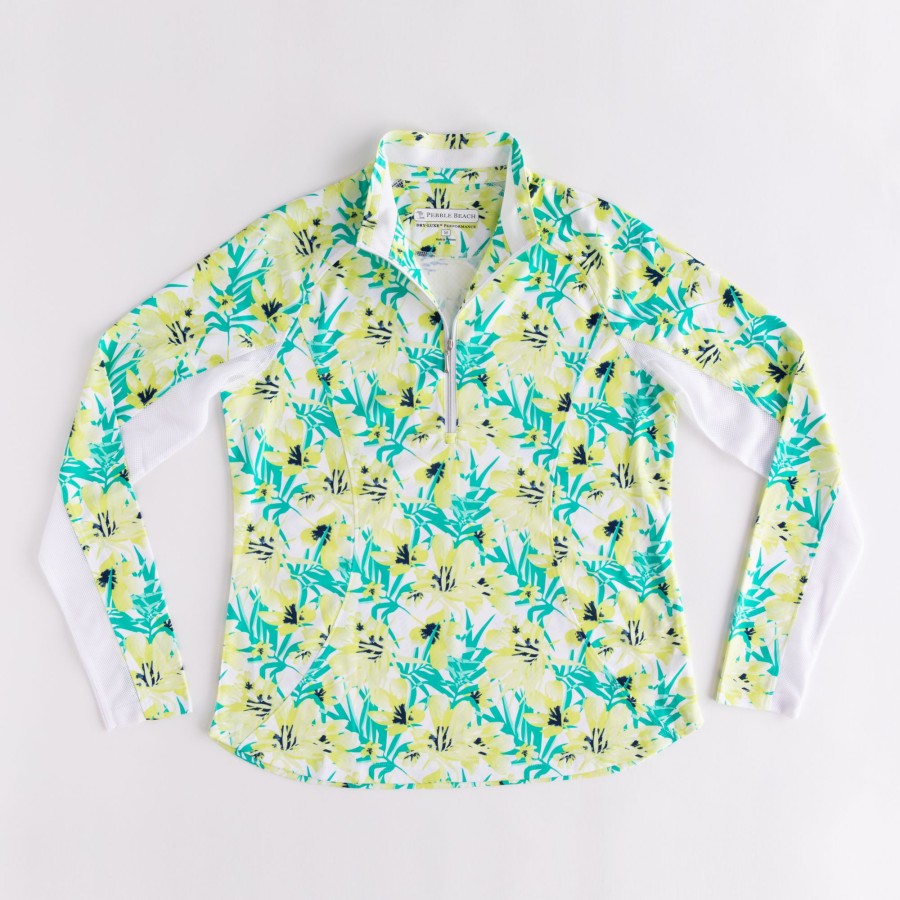 Women'S Apparel * | Floral Print Quarter Zip Pull Over Popular