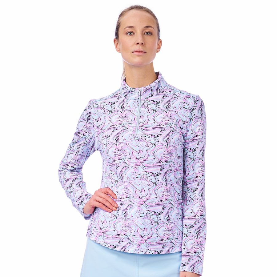 Women'S Apparel * | Luminous Collection: Leila Marble Quarter Zip Pull Over Popular