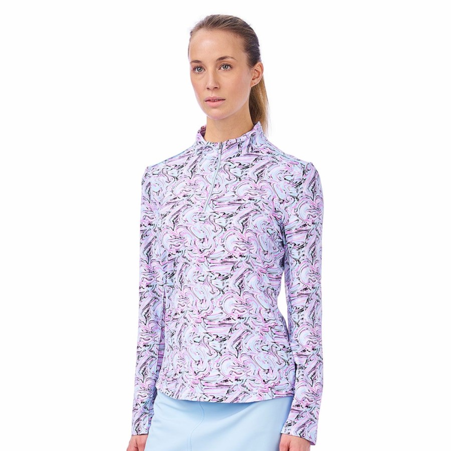 Women'S Apparel * | Luminous Collection: Leila Marble Quarter Zip Pull Over Popular