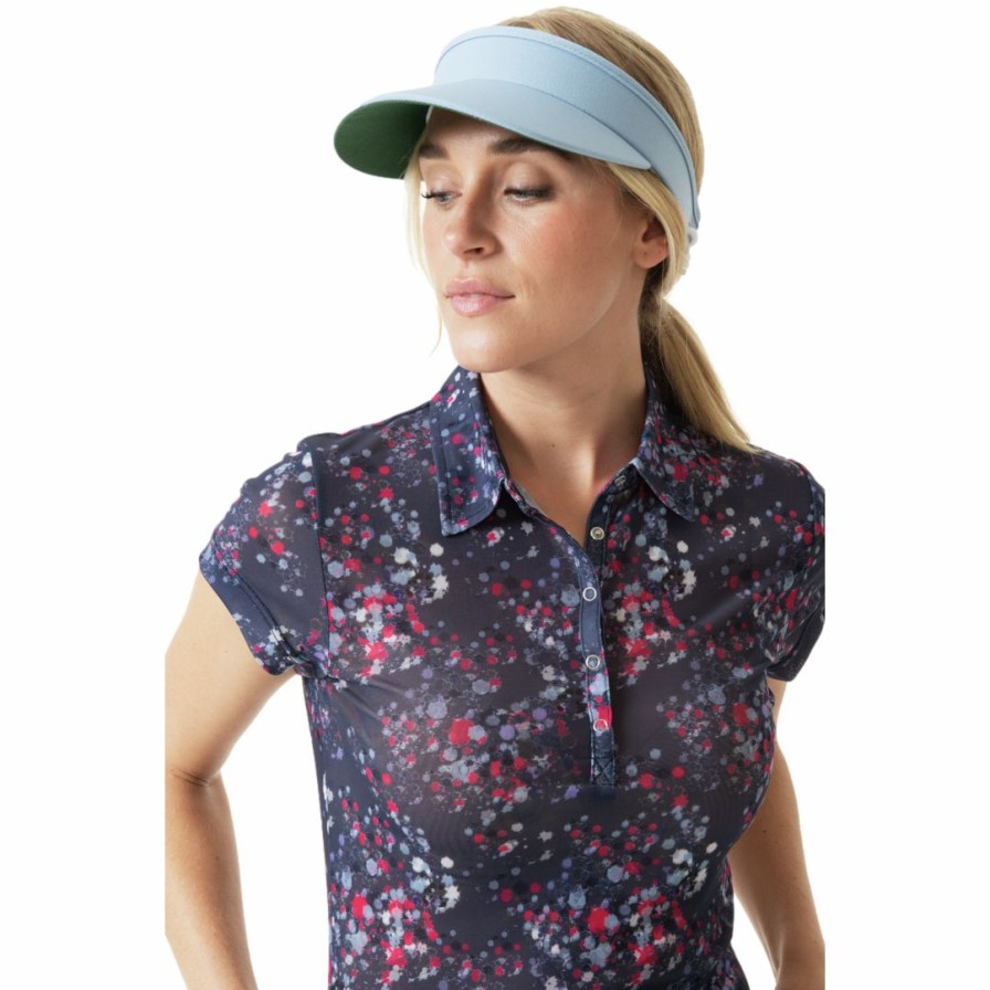 Women'S Apparel * | Sportif Dot Collection: Elisabet Print Short Sleeve Polo Shirt Best Price