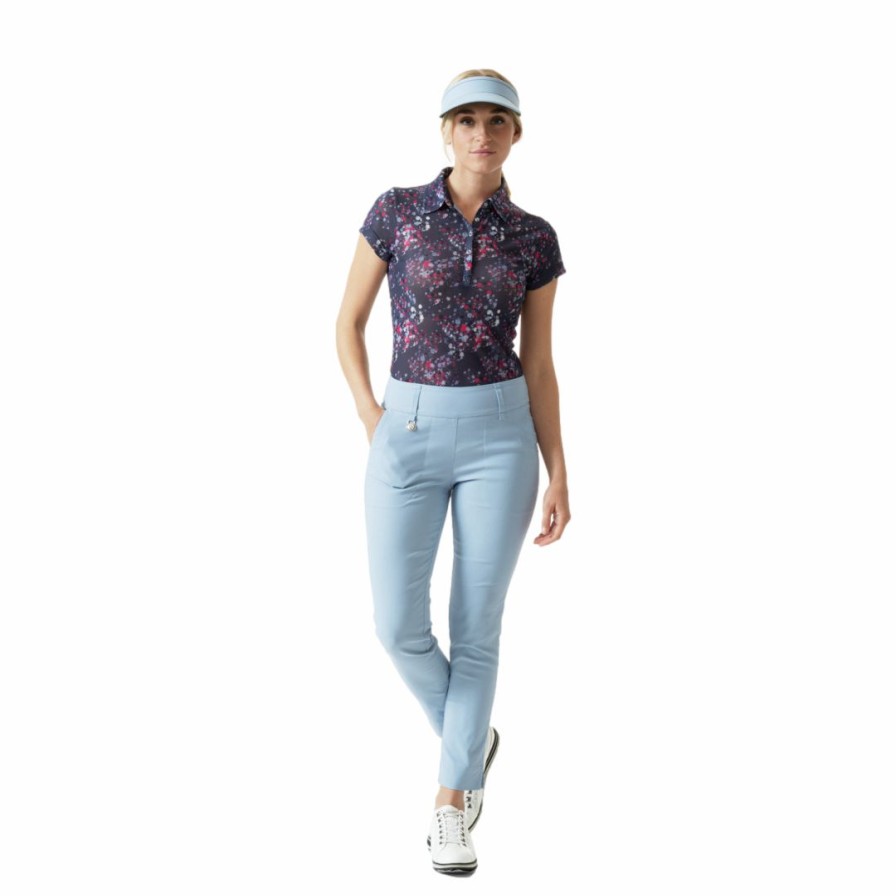 Women'S Apparel * | Sportif Dot Collection: Elisabet Print Short Sleeve Polo Shirt Best Price