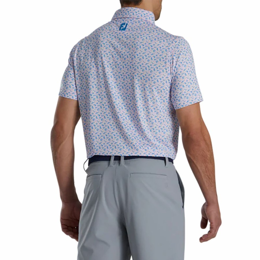 Men'S Apparel * | Athletic Fit Beach Print Lisle Self Collar Polo Cheaper