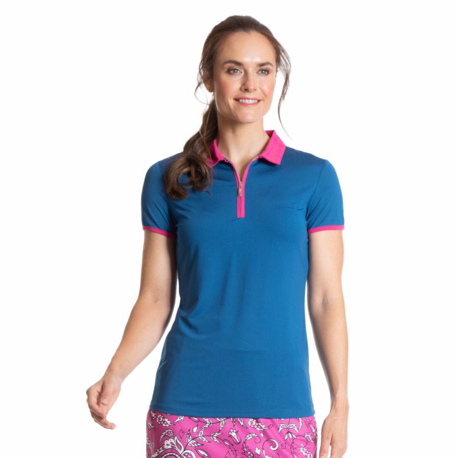 Women'S Apparel * | Paisley Park Collection: Colorblock Short Sleeve Polo Shirt Cheaper