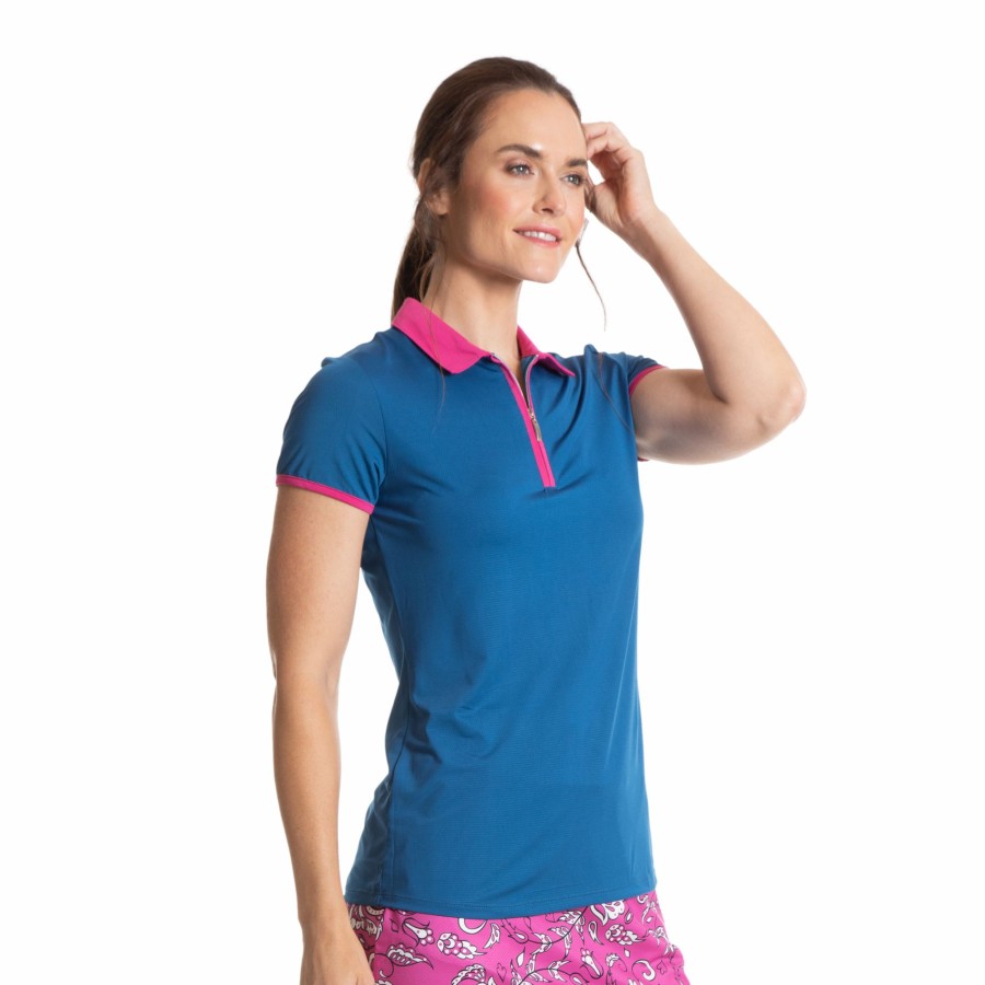 Women'S Apparel * | Paisley Park Collection: Colorblock Short Sleeve Polo Shirt Cheaper