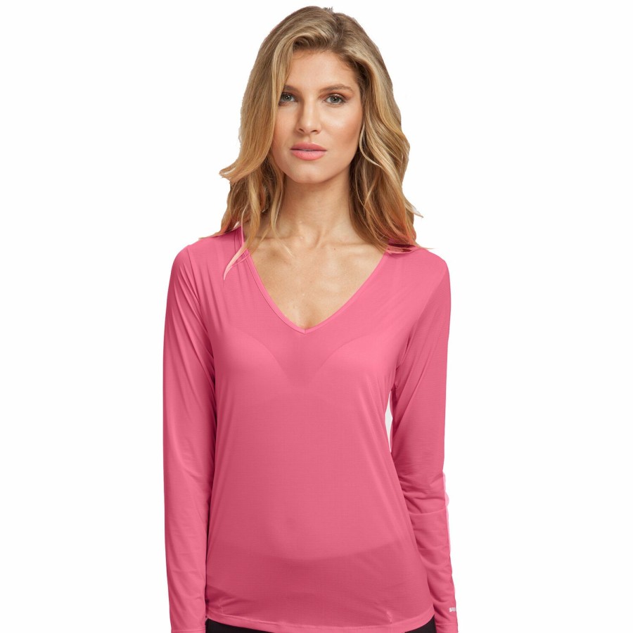 Women'S Apparel * | Jamie Sadock Sunsense Long Sleeve V Neck Special