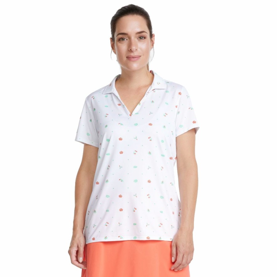 Women'S Apparel * | Mattr Galapagos Ditsy Floral Short Sleeve Polo Shirt Clearance Sale