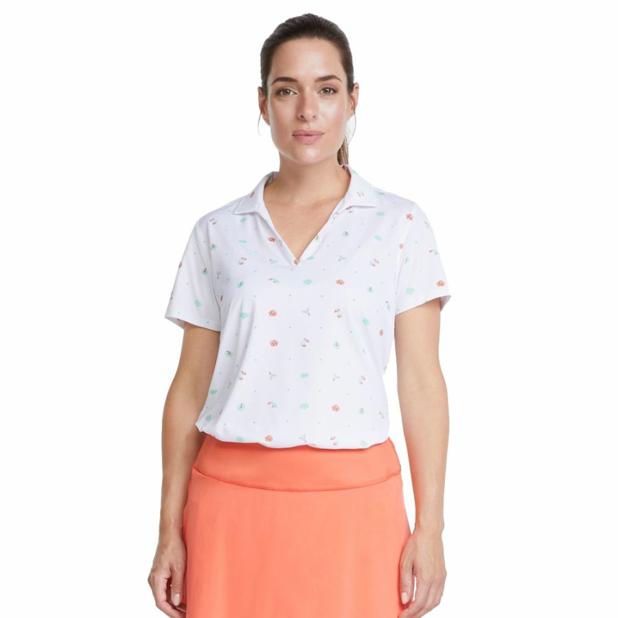 Women'S Apparel * | Mattr Galapagos Ditsy Floral Short Sleeve Polo Shirt Clearance Sale