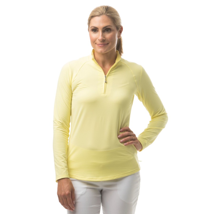 Women'S Apparel * | Soltek Long Sleeve Solid Zip Mock Pull Over Good Quality