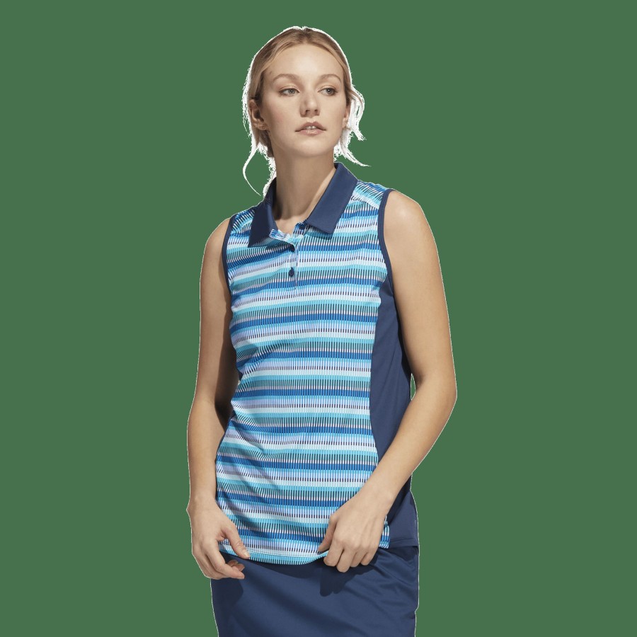 Women'S Apparel * | Ultimate 365 Stripedsleeveless Polo Shirt Popular