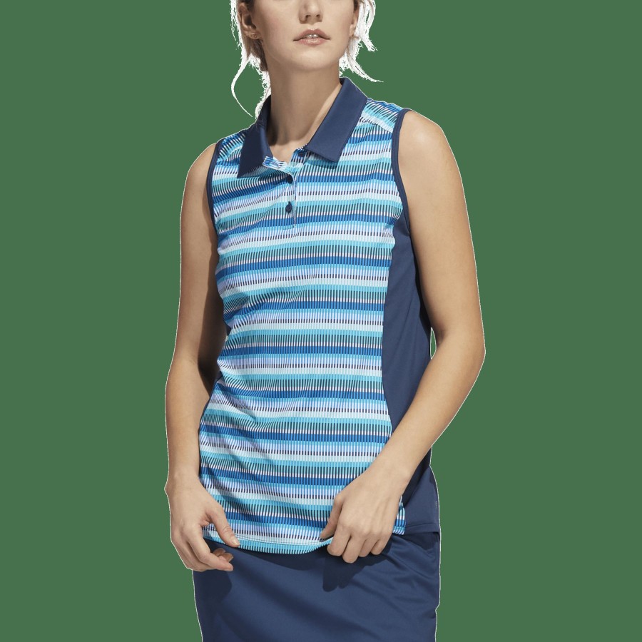 Women'S Apparel * | Ultimate 365 Stripedsleeveless Polo Shirt Popular