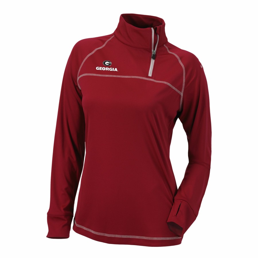 Women'S Apparel * | Georgia Bulldogs Omni Wick Women'S Quarter Zip Pullover Top Sellers