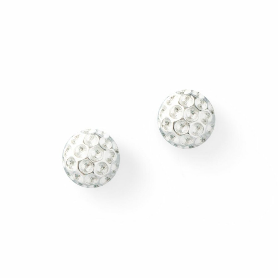 Women'S Apparel * | Cc Sport Silver Golf Ball Earrings For Little Girls & Tweens Shop New