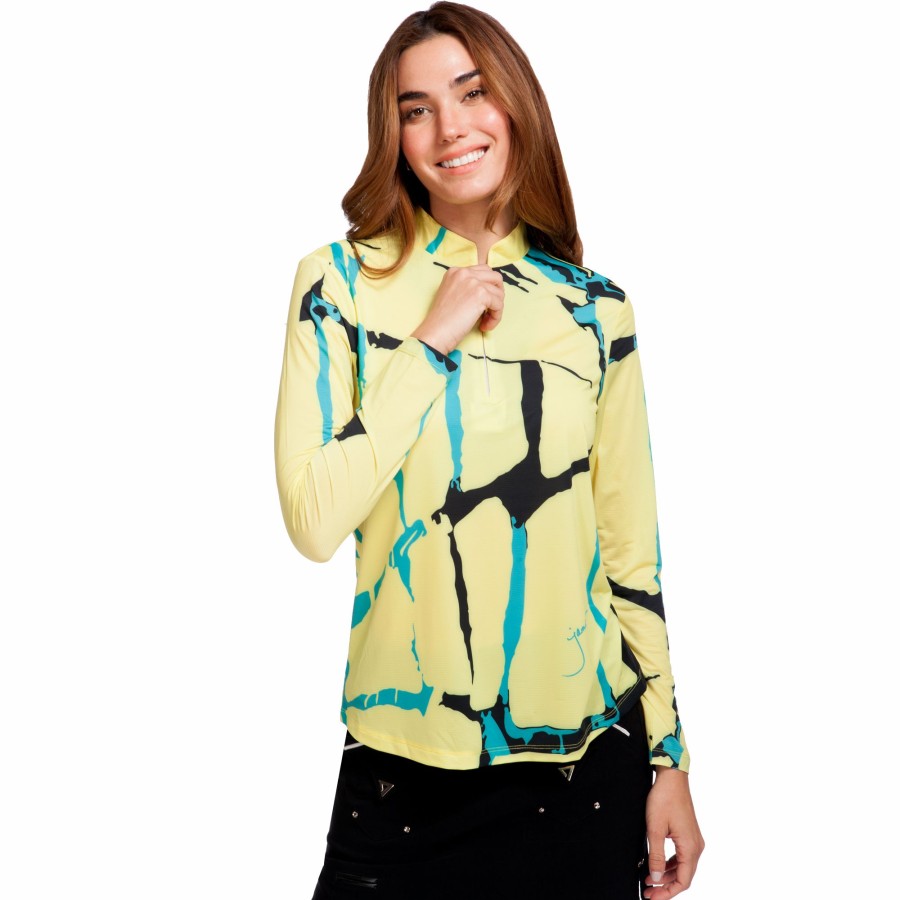 Women'S Apparel * | Sunsense Maze Scribble Print 1/4 Zip Pull Over Clearance Sale