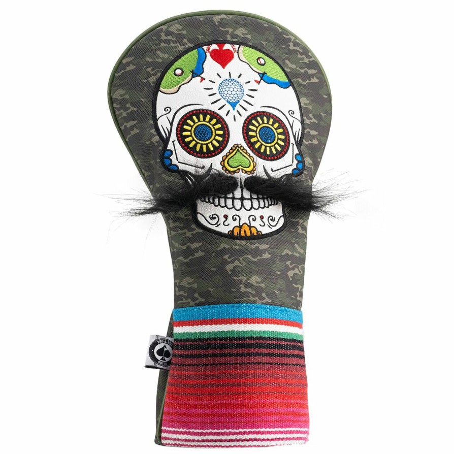 Accessories * | Mustache Sugar Skull Green Camo Driver Headcover Special