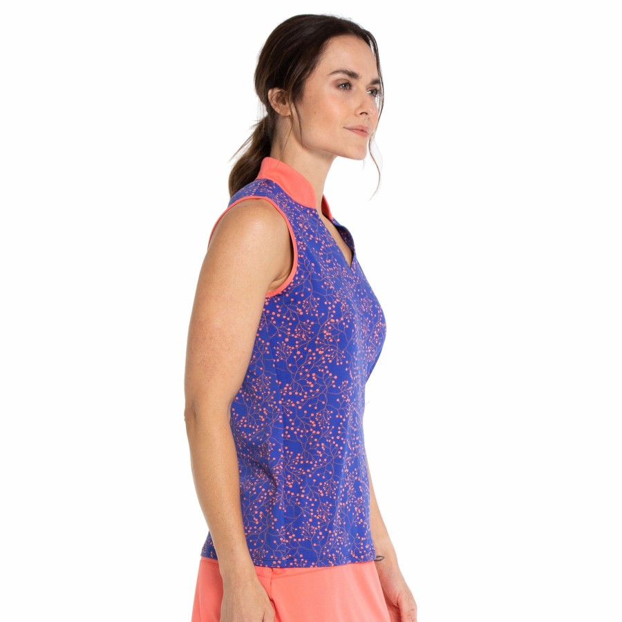 Women'S Apparel * | Poppy Run Collection: Branches Print Sleeveless Polo Outlet